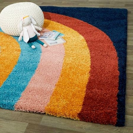 Modern Rainbow Geometric Carpet